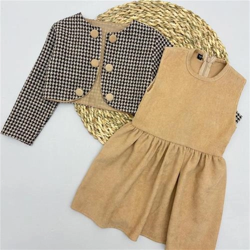 کت کراپ و سارافون دخترانه مخمل کد 0055