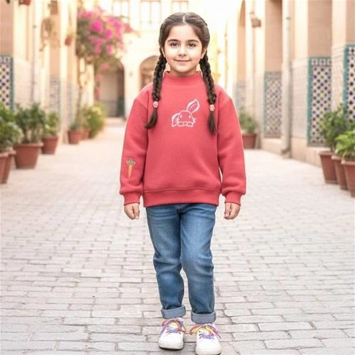 بلوز دخترانه یقه سه سانت طرح خرگوش کد 2332